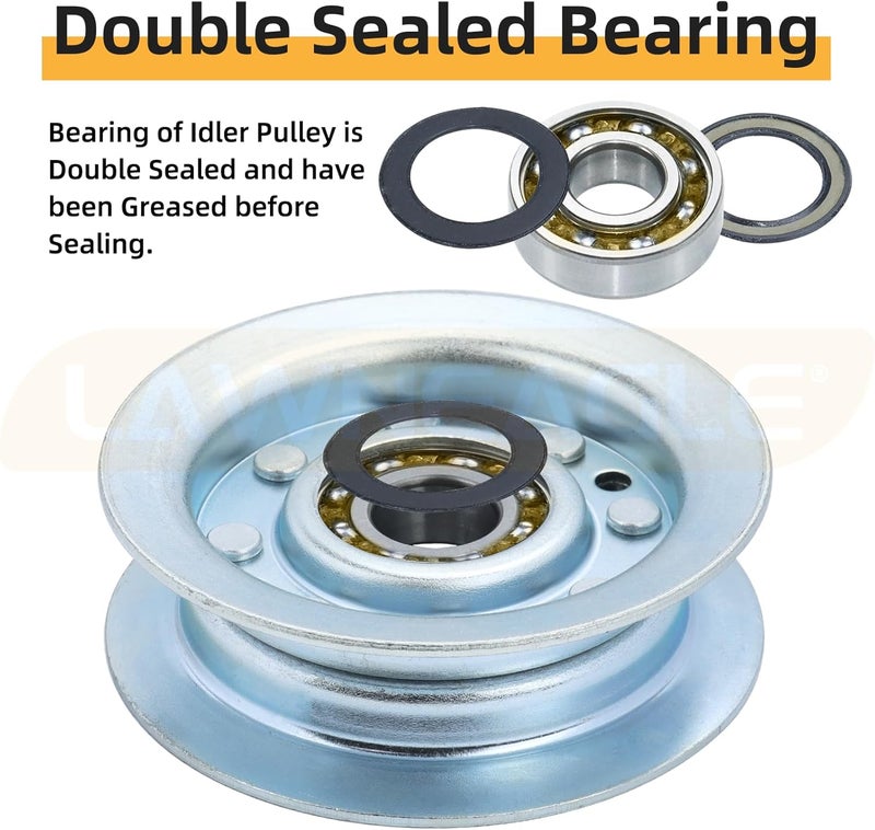 LANEAGLE 2 Pack GY22172 Idler Pulley Replaces John Deere GY22172 Idler Pulley John Deere GY20067 Idler Pulley John Deere GY22172 Pulley for John Deere D140 Idler Pulley L100 L110 L120 L130 Lawn Decks - Image 4